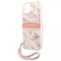 Guess GUHCP13SKMABPI iPhone 13 mini 5,4" étui rigide rose / rose Marble Strap Collection