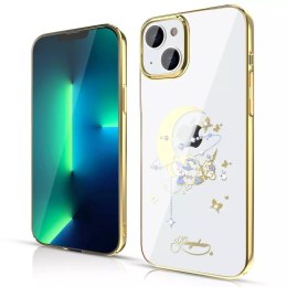 Kingxbar Moon Series Boîtier de luxe avec cristaux Swarovski pour iPhone 13 gold (Flower)