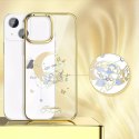 Kingxbar Moon Series Boîtier de luxe avec cristaux Swarovski pour iPhone 13 gold (Flower)