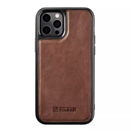 Étui iCarer Leather Oil Wax recouvert de cuir naturel pour iPhone 12 Pro / iPhone 12 marron (ALI1205-BN)