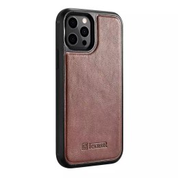 Étui iCarer Leather Oil Wax recouvert de cuir naturel pour iPhone 12 Pro / iPhone 12 marron (ALI1205-BN)