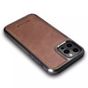 Étui iCarer Leather Oil Wax recouvert de cuir naturel pour iPhone 12 Pro / iPhone 12 marron (ALI1205-BN)