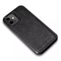 Étui iCarer Leather Oil Wax recouvert de cuir naturel pour iPhone 12 mini noir (ALI1204-BK)