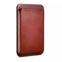 Étui portefeuille en cuir pour cartes magnétiques iCarer pour iPhone 12 / 13 (Pro / Max / Mini) (compatible MagSafe) marron (XKB