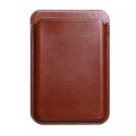 Étui portefeuille en cuir pour cartes magnétiques iCarer pour iPhone 12 / 13 (Pro / Max / Mini) (compatible MagSafe) marron (XKB