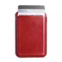 Étui portefeuille en cuir pour cartes magnétiques iCarer pour iPhone 12 / 13 (Pro / Max / Mini) (compatible MagSafe) rouge (XKB0