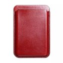 Étui portefeuille en cuir pour cartes magnétiques iCarer pour iPhone 12 / 13 (Pro / Max / Mini) (compatible MagSafe) rouge (XKB0