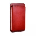 Étui portefeuille en cuir pour cartes magnétiques iCarer pour iPhone 12 / 13 (Pro / Max / Mini) (compatible MagSafe) rouge (XKB0