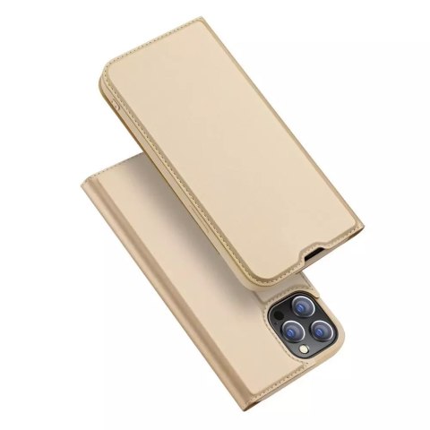 Etui type bibliothèque Dux Ducis Skin Pro pour iPhone 13 Pro doré