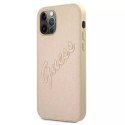 Guess GUHCP12LRSAVSLG iPhone 12 Pro Max 6,7" złoty/gold hardcase Saffiano Vintage Script