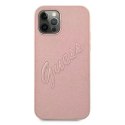 Guess GUHCP12LRSAVSRG iPhone 12 Pro Max 6,7" różowy/pink hardcase Saffiano Vintage Script