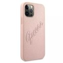 Guess GUHCP12LRSAVSRG iPhone 12 Pro Max 6,7" różowy/pink hardcase Saffiano Vintage Script