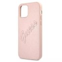 Guess GUHCP12LRSAVSRG iPhone 12 Pro Max 6,7" różowy/pink hardcase Saffiano Vintage Script