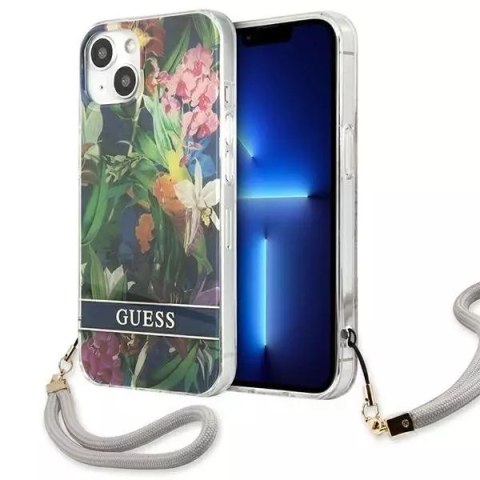 Guess GUHCP13MHFLSB iPhone 13 6.1" étui rigide bleu / bleu Flower Strap