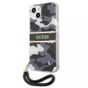 Guess GUHCP13MKCABBK iPhone 13 6.1 "noir / noir étui rigide Camo Strap Collection