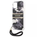 Guess GUHCP13MKCABBK iPhone 13 6.1 "noir / noir étui rigide Camo Strap Collection