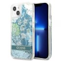 Guess GUHCP13MLFLSN iPhone 13 6.1" étui rigide vert / vert Flower Liquid Glitter