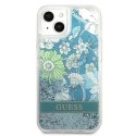 Guess GUHCP13MLFLSN iPhone 13 6.1" étui rigide vert / vert Flower Liquid Glitter