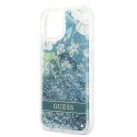 Guess GUHCP13MLFLSN iPhone 13 6.1" étui rigide vert / vert Flower Liquid Glitter