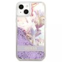 Guess GUHCP13MLFLSU iPhone 13 6.1" étui rigide violet / violet Flower Liquid Glitter