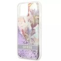 Guess GUHCP13MLFLSU iPhone 13 6.1" étui rigide violet / violet Flower Liquid Glitter