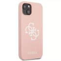 Guess GUHCP13MLS4GWPI iPhone 13 6.1" étui rigide rose / rose Silicone 4G Logo