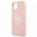 Guess GUHCP13MLS4GWPI iPhone 13 6.1" étui rigide rose / rose Silicone 4G Logo