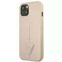 Guess GUHCP13MPSATLE iPhone 13 6,1" étui rigide beige / beige SaffianoTriangle Logo