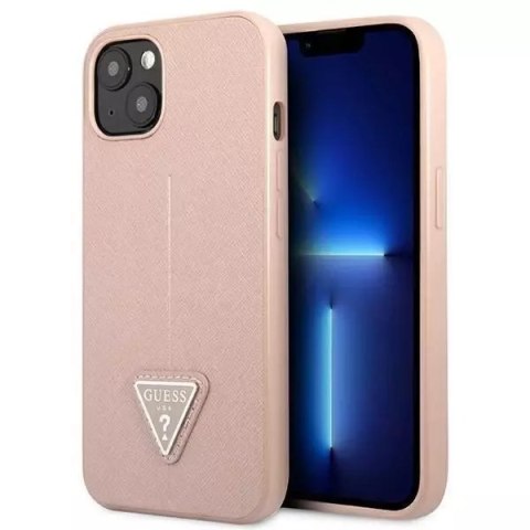 Guess GUHCP13MPSATLP iPhone 13 6.1" étui rigide rose / rose SaffianoTriangle Logo