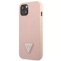 Guess GUHCP13MPSATLP iPhone 13 6.1" étui rigide rose / rose SaffianoTriangle Logo