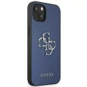 Guess GUHCP13MSA4GSBL iPhone 13 6.1 "bleu/bleu étui rigide Saffiano 4G Logo Métal