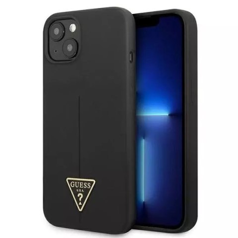 Guess GUHCP13MSLTGK iPhone 13 6.1 "étui rigide noir / noir Triangle en silicone