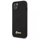 Guess GUHMP13MLSLMGBK iPhone 13 6.1" étui rigide noir / noir Silicone Script Gold Logo