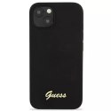 Guess GUHMP13MLSLMGBK iPhone 13 6.1" étui rigide noir / noir Silicone Script Gold Logo