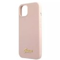 Guess GUHMP13MLSLMGLP iPhone 13 6.1" étui rigide rose clair / rose clair Silicone Script Gold Logo Magsafe