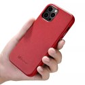 ICarer Case Etui en cuir véritable pour iPhone 12 Pro / iPhone 12 rouge (WMI1216-RD) (compatible MagSafe)