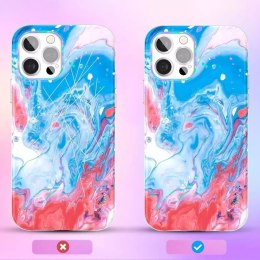Coque couleur Kingxbar Aquarelle Series pour iPhone 12 Pro / iPhone 12 Bleu-rose