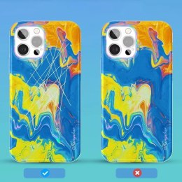 Étui de couleur Kingxbar Watercolour Series pour iPhone 12 Pro / iPhone 12 jaunebleu