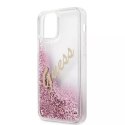 Guess GUHCP12LGLVSPI iPhone 12 Pro Max 6,7" różowy/pink hardcase Glitter Vintage Script