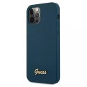 Guess GUHCP12LLSLMGBL iPhone 12 Pro Max 6,7" niebieski/blue hardcase Metal Logo Script