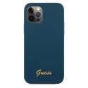 Guess GUHCP12LLSLMGBL iPhone 12 Pro Max 6,7" niebieski/blue hardcase Metal Logo Script