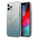 Guess GUHCP12LPCUGLSBL iPhone 12 Pro Max 6,7" niebieski/blue hardcase Glitter Gradient Script