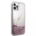 Guess GUHCP12MGLVSPI iPhone 12/12 Pro 6,1" różowy/pink hardcase Glitter Vintage Script