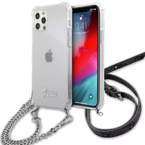 Guess GUHCP12MKC4GSSI iPhone 12/12 Pro 6,1" Transparent hardcase 4G Silver Chain