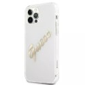 Guess GUHCP12MKTRSVGO iPhone 12/12 Pro 6,1" Transparent hardcase Vintage Script Gold