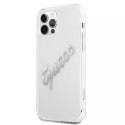 Guess GUHCP12MKTRSVSI iPhone 12/12 Pro 6,1" Transparent hardcase Vintage Script Silver