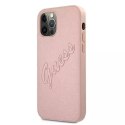 Guess GUHCP12MRSAVSRG iPhone 12/12 Pro 6,1" różowy/pink hardcase Saffiano Vintage Script