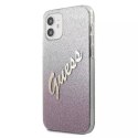 Guess GUHCP12SPCUGLSPI iPhone 12 mini 5,4" różowy/pink hardcase Glitter Gradient Script