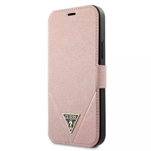 Guess GUFLBKP12SVSATMLPI iPhone 12 mini 5,4" różowy/pink book Saffiano