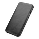 ICarer Curved Edge Vintage Folio Genuine Leather Bookcase type case for iPhone 12 Pro Max black (RIX1202 black)